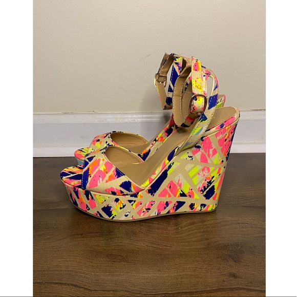 BAMBOO Multicolor Wedges Size 9 - Picture 2 of 7